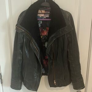 Beautiful Ted Baker London black leather jacket size 2